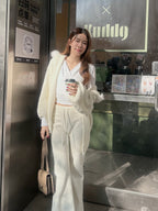 Fluffy Bear Removable Hat Cardigan