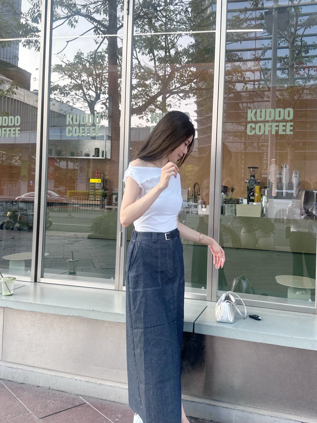 Linen Button In Maxi Skirt