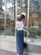 Linen Button In Maxi Skirt
