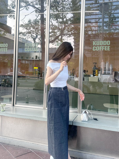 Linen Button In Maxi Skirt