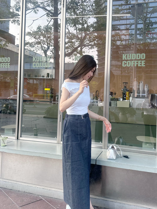 Linen Button In Maxi Skirt