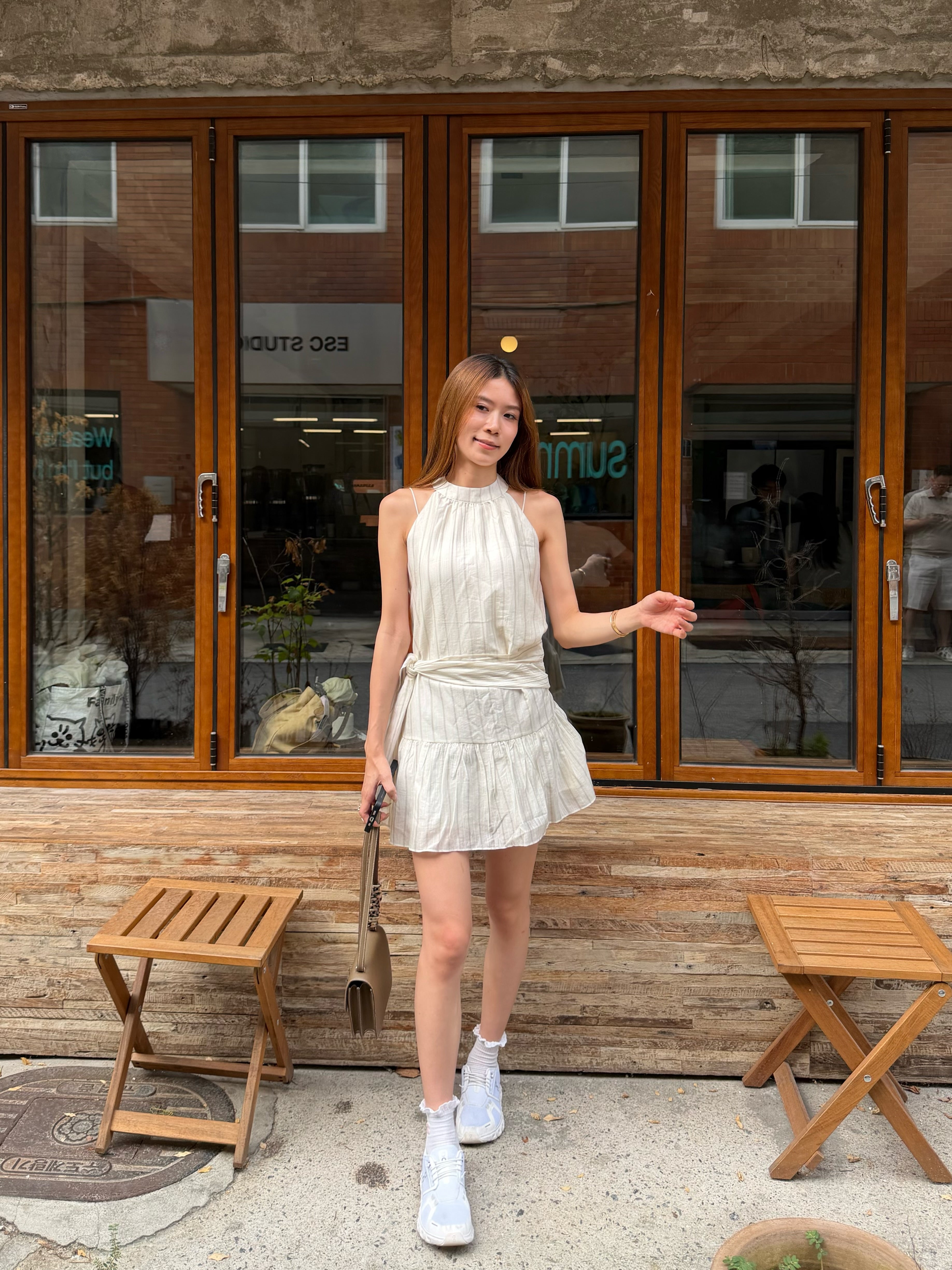 Tied Waist Chiffon Mini Dress