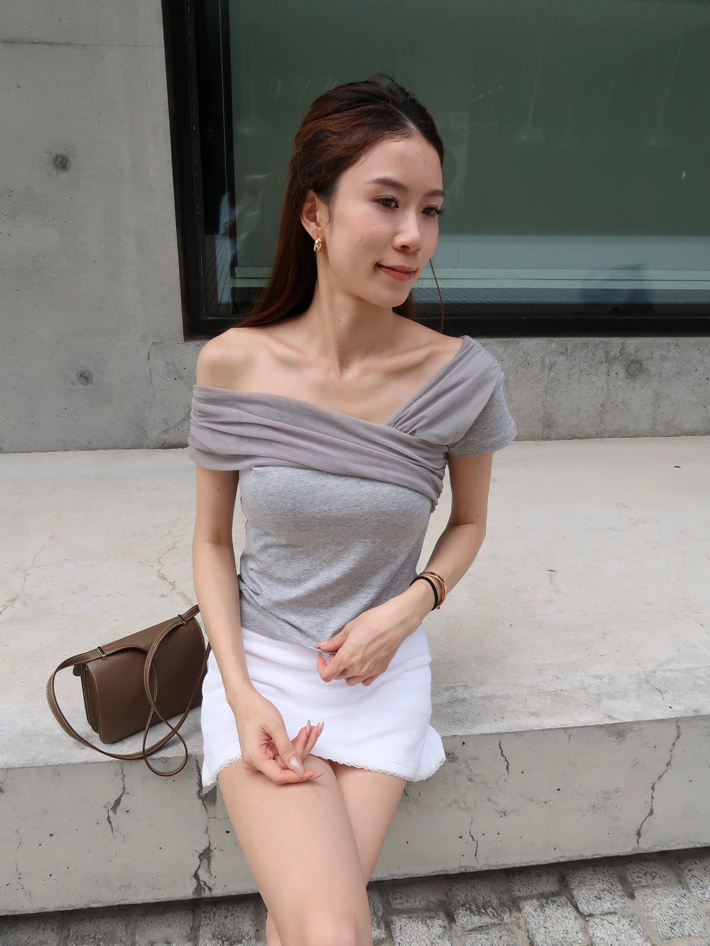 Lace Cross Cotton T Shirt