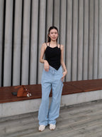 Cross Neck Cotton Tank Top with pads