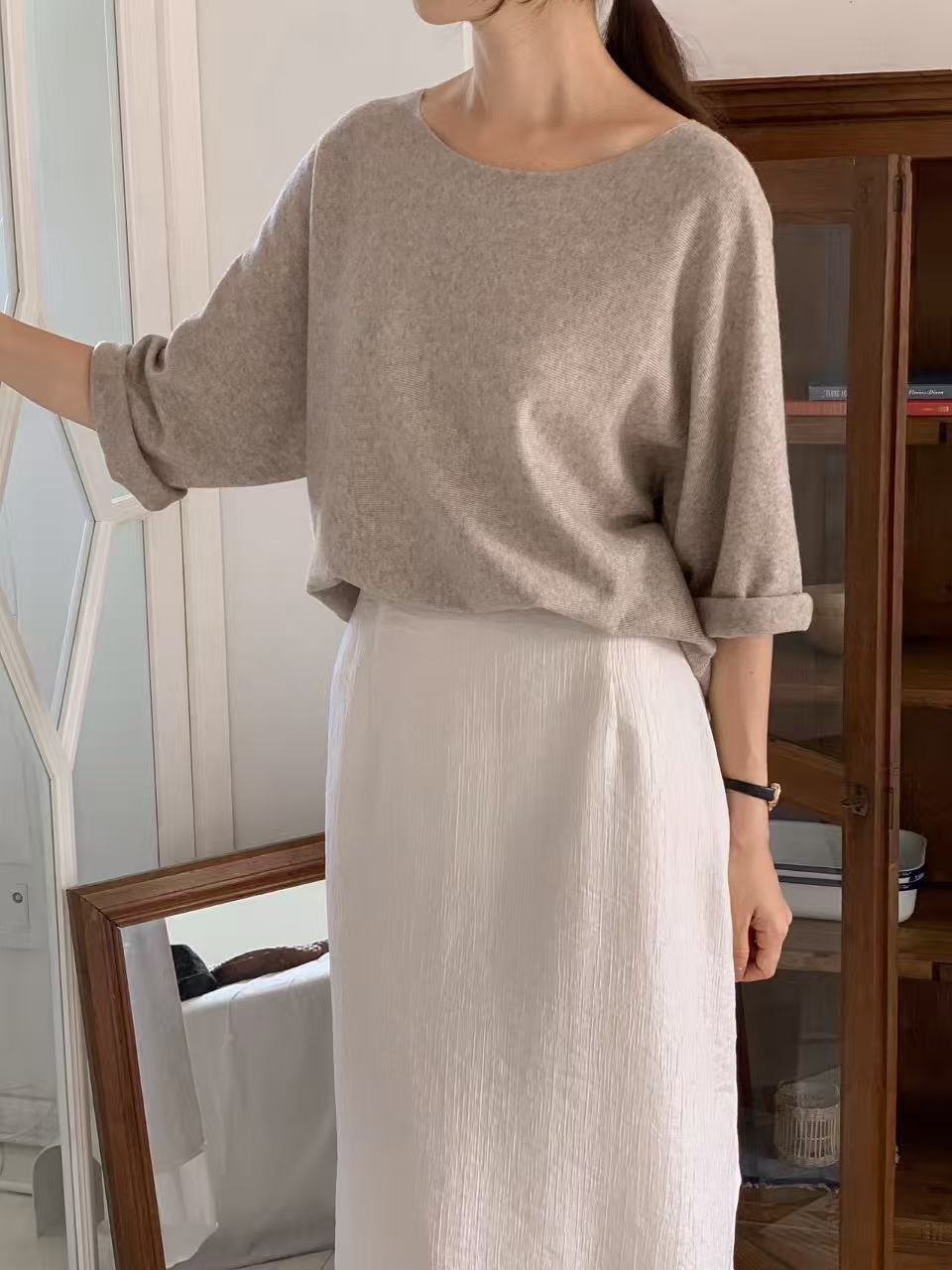 Bat Sleeves Wool Top