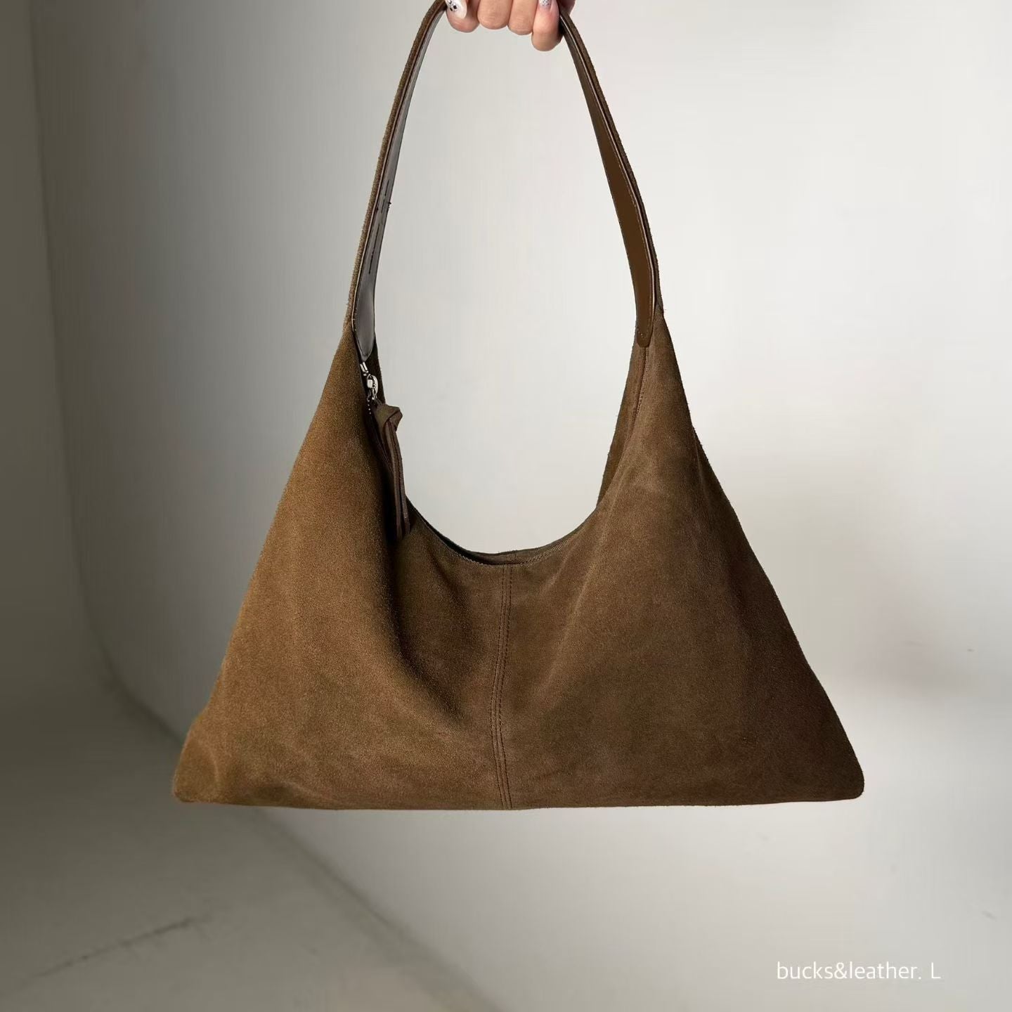 Real Leather Triangle Zipped Bag