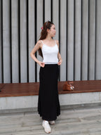 Tied on Side Cotton Maxi Skirt