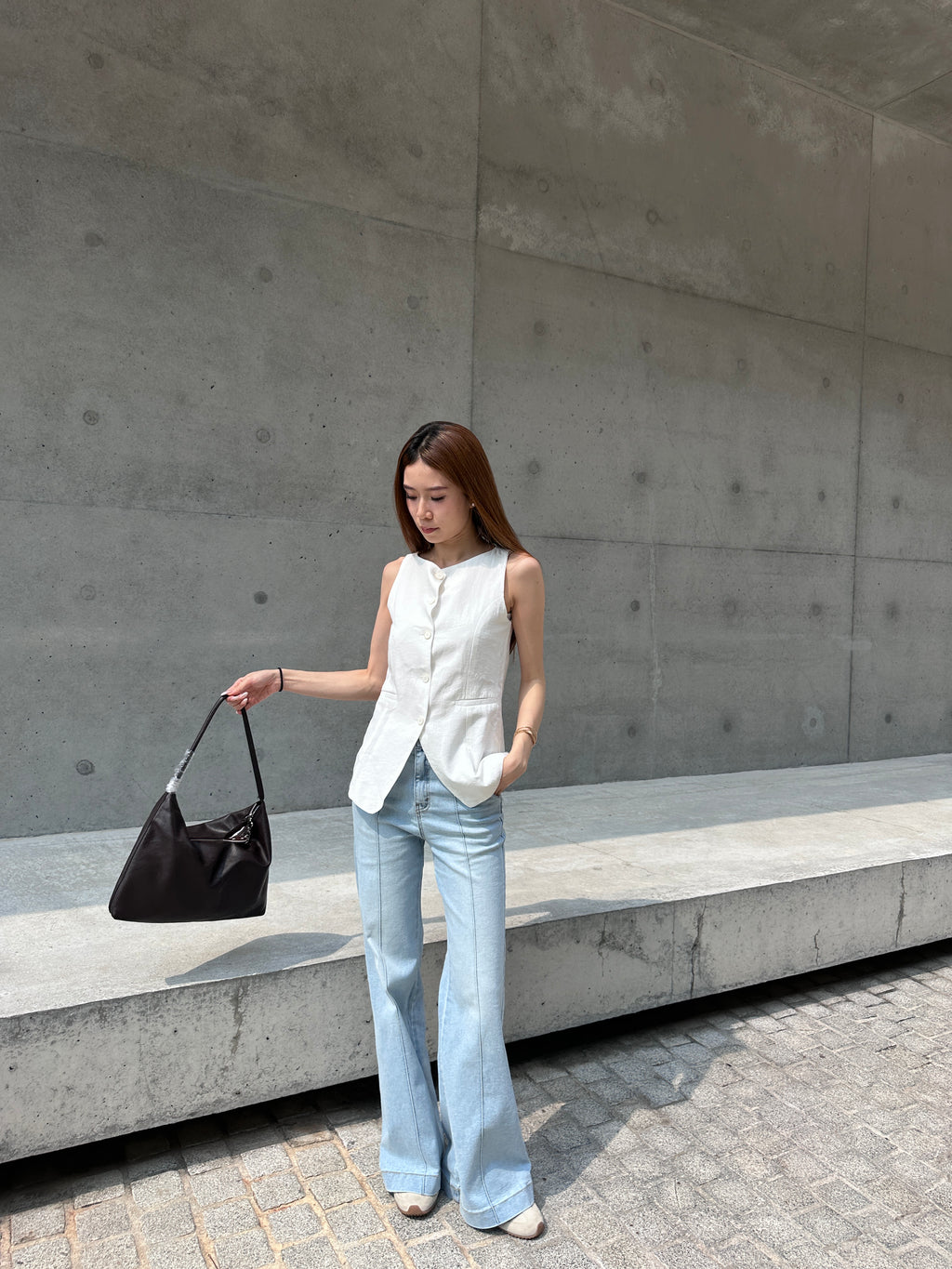 Lined Wide Leg Denim Jeans