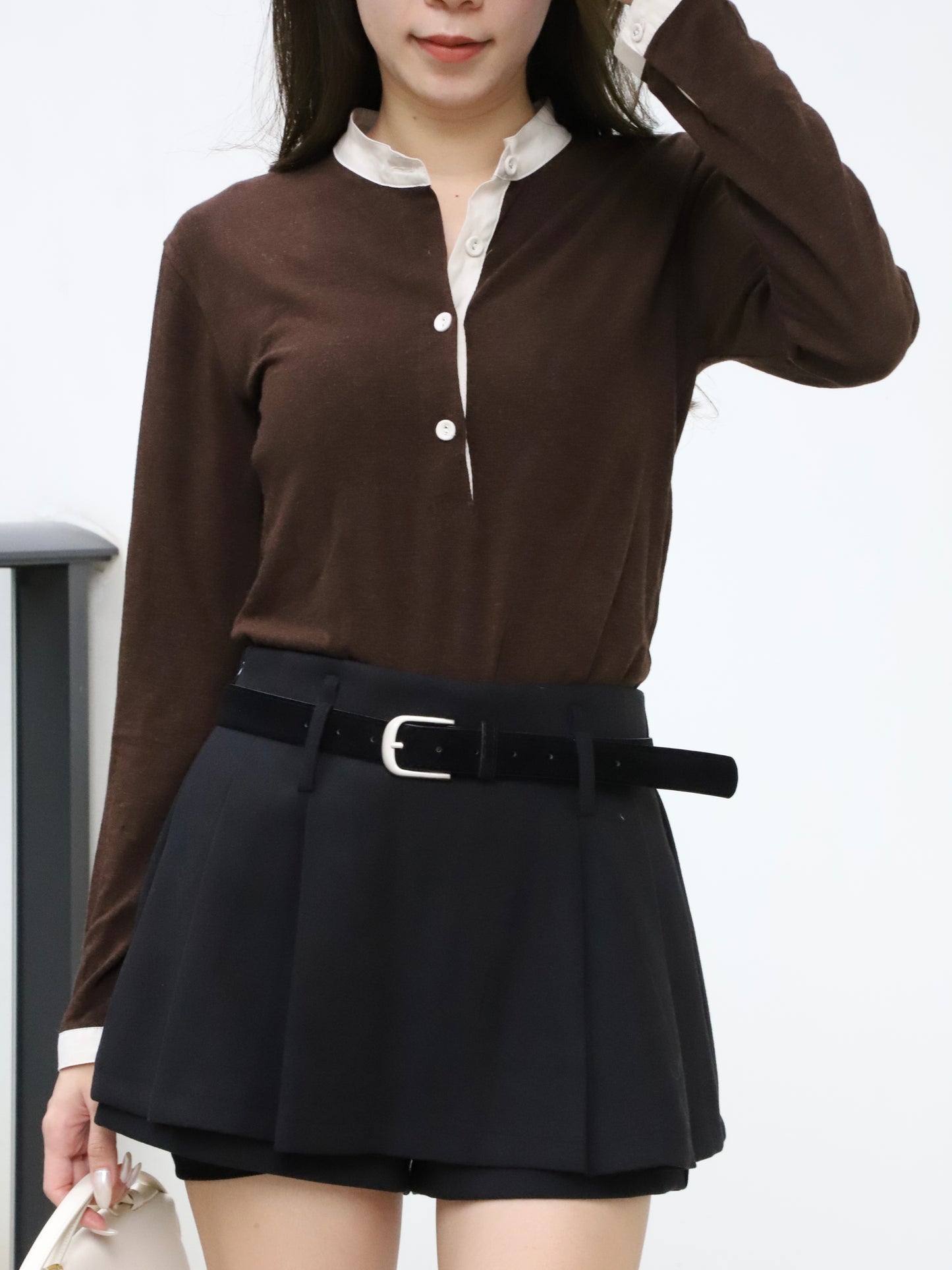 White Layered Long Sleeves Top