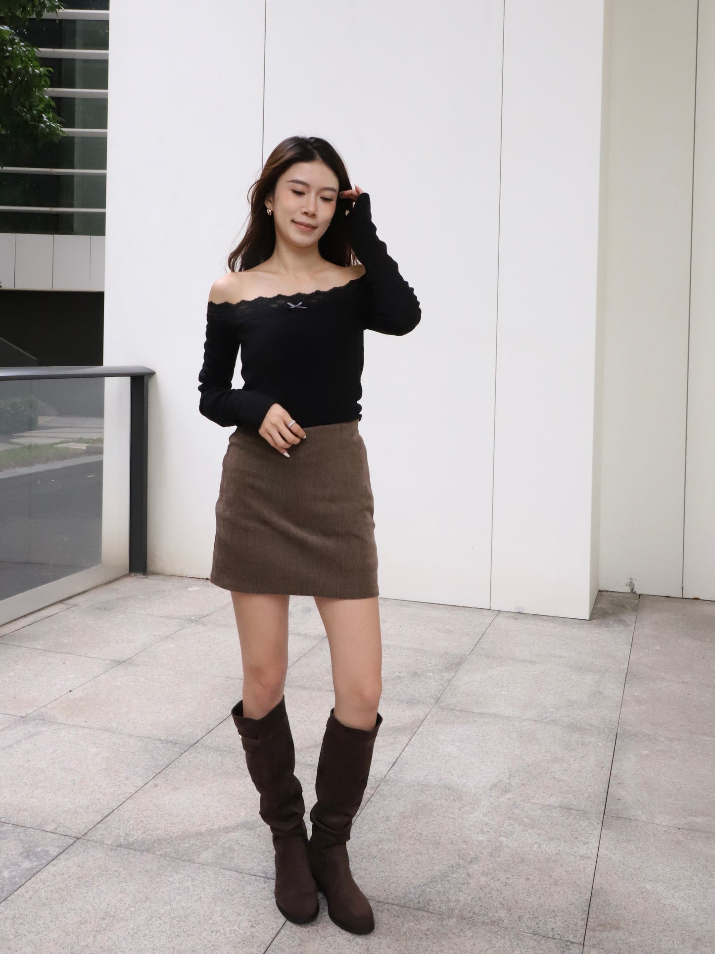 Lace Mix Off Shoulder Top