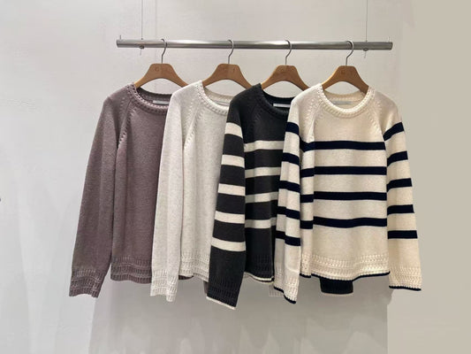 Striped Wool Long Sleeves Top