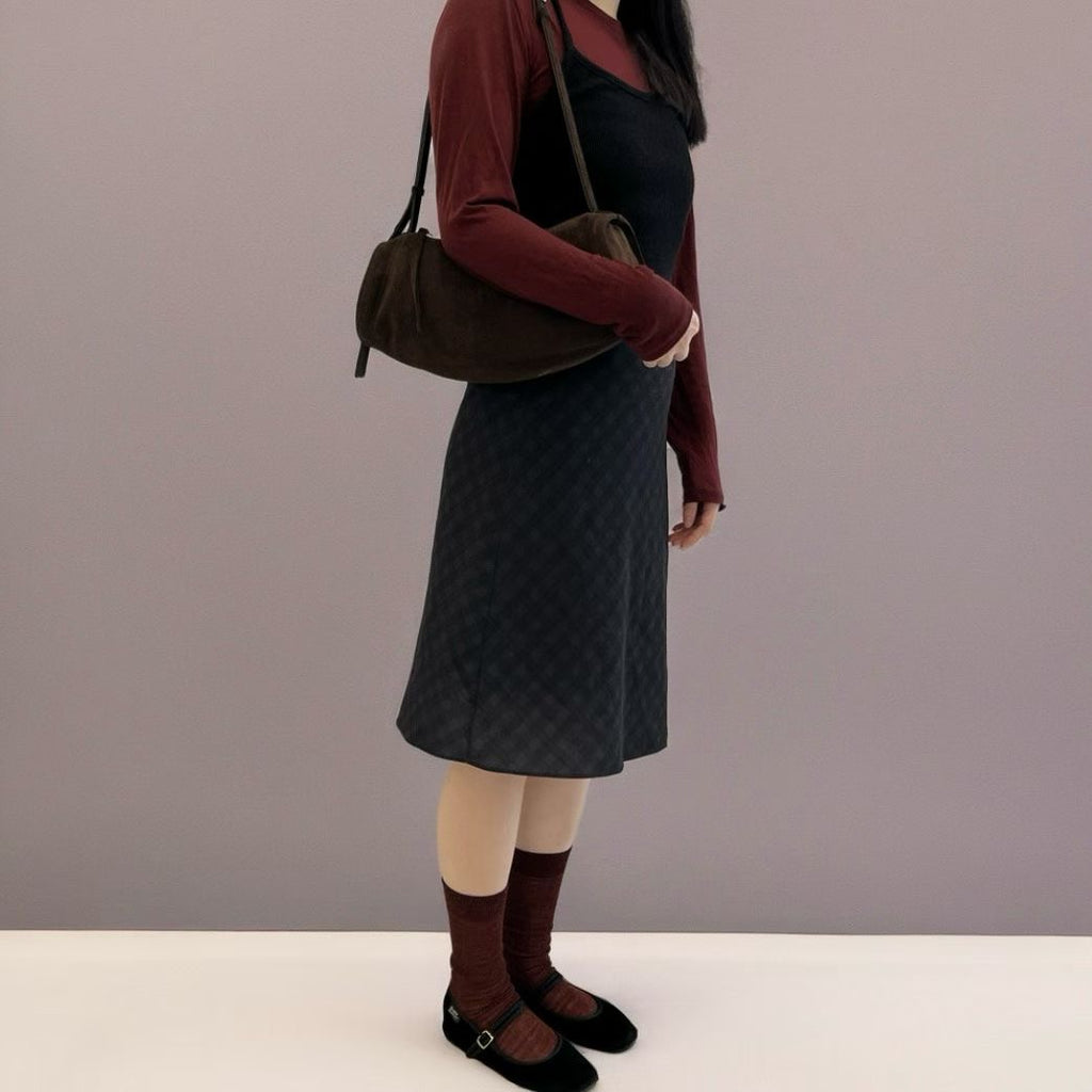 Real Leather Suede Moon Bag