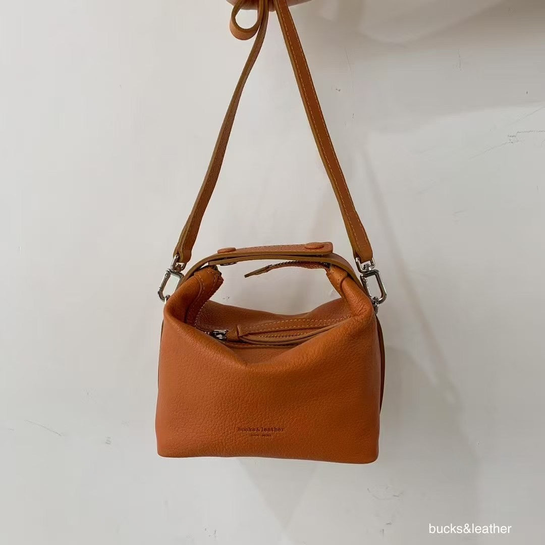 Button Rice Real Leather Bag