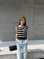 Striped Zipped Vest