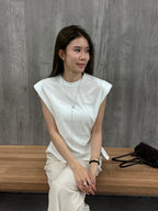 Shoulder Pads Tied Tank Top