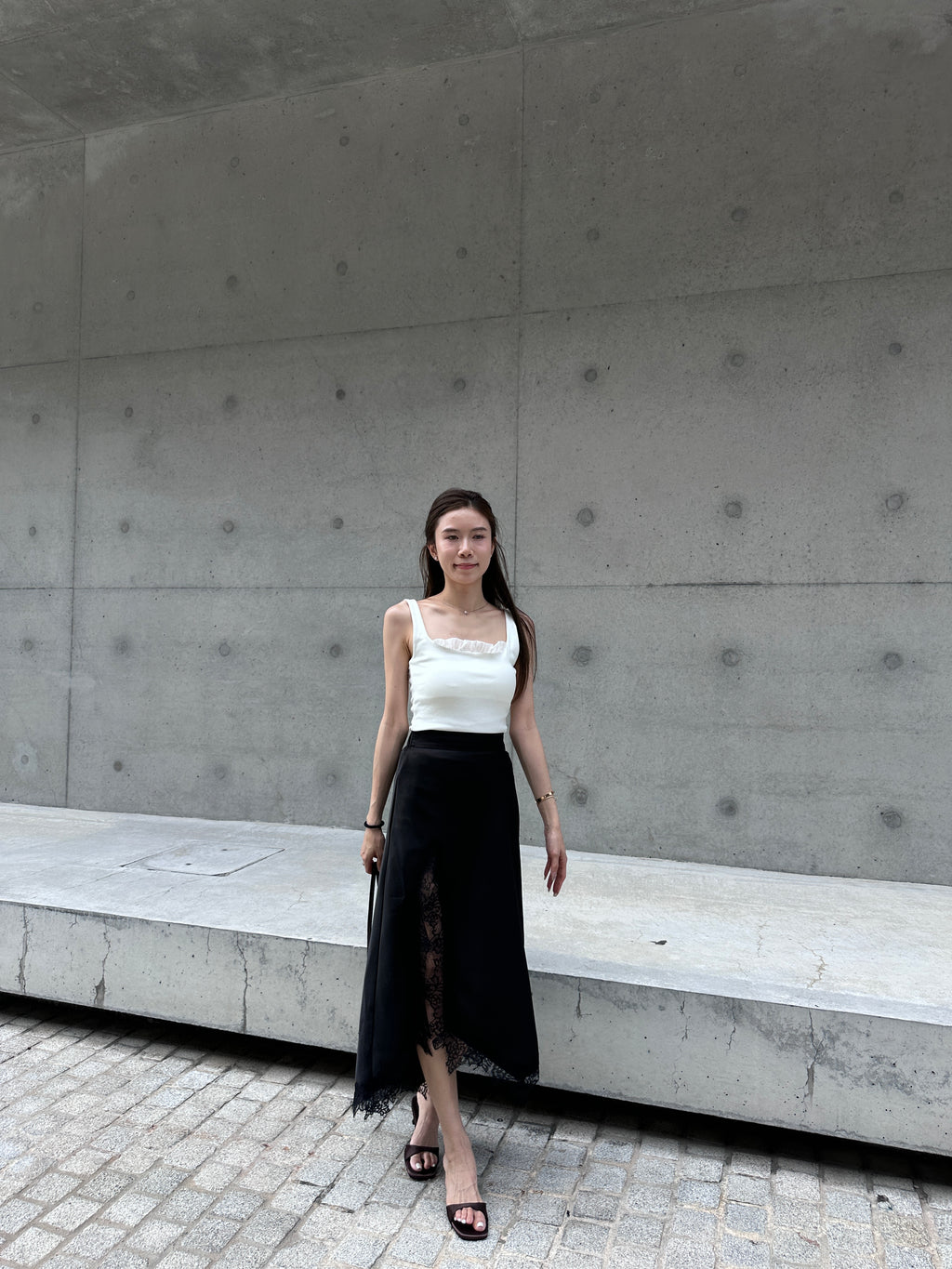 Ruffles Neck Cotton Tank Top
