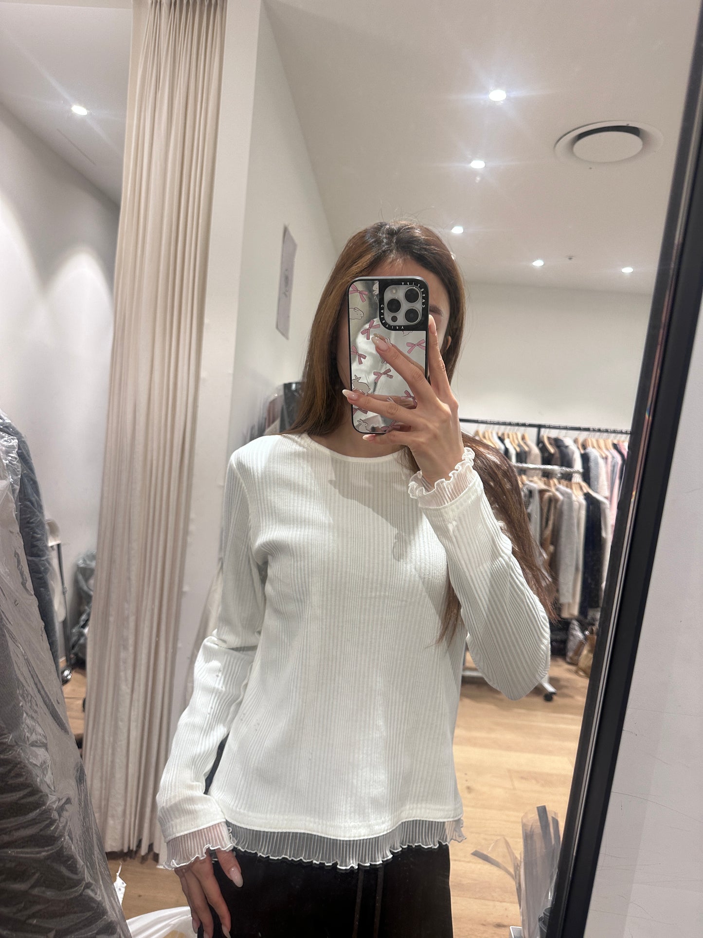 Striped Cotton Lace Top