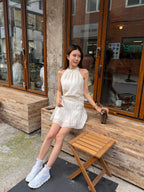Tied Waist Chiffon Mini Dress