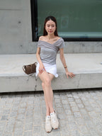Lace Cross Cotton T Shirt