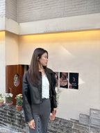Basic Zip Up Leather Jacket