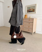 Real Leather Triangle Zipped Bag 牛皮亮面