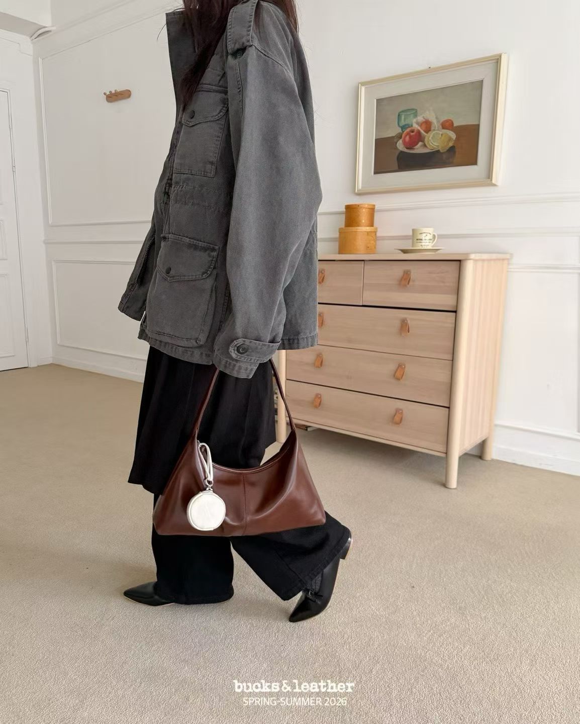 Real Leather Triangle Zipped Bag 牛皮亮面