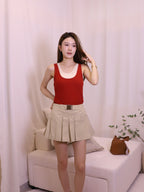Buckle Up Pleated Mini Skirt