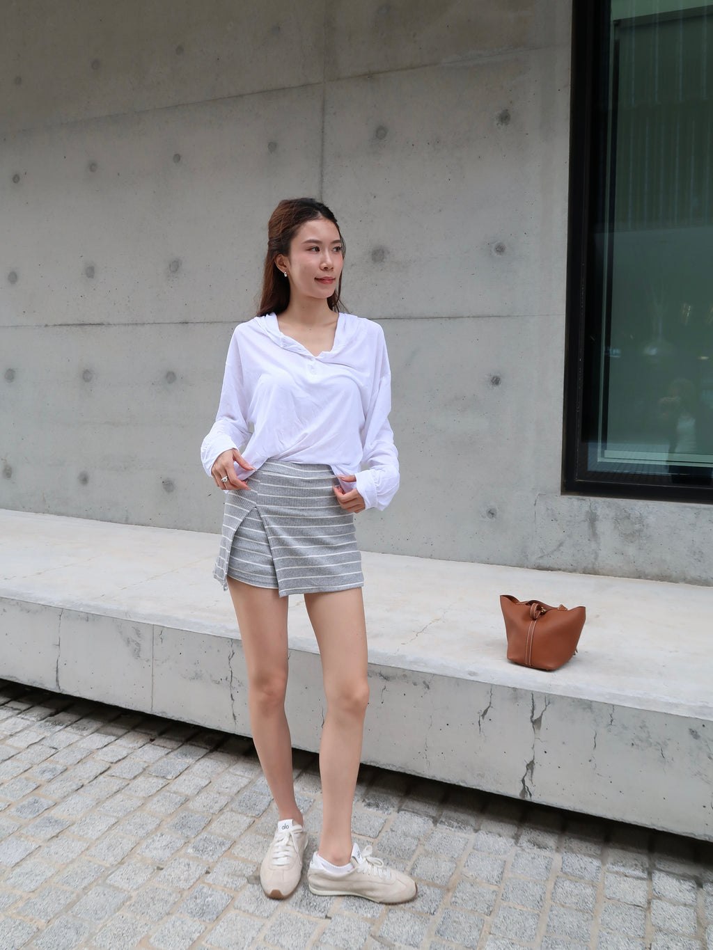 Long Sleeves & Striped Shorts Set
