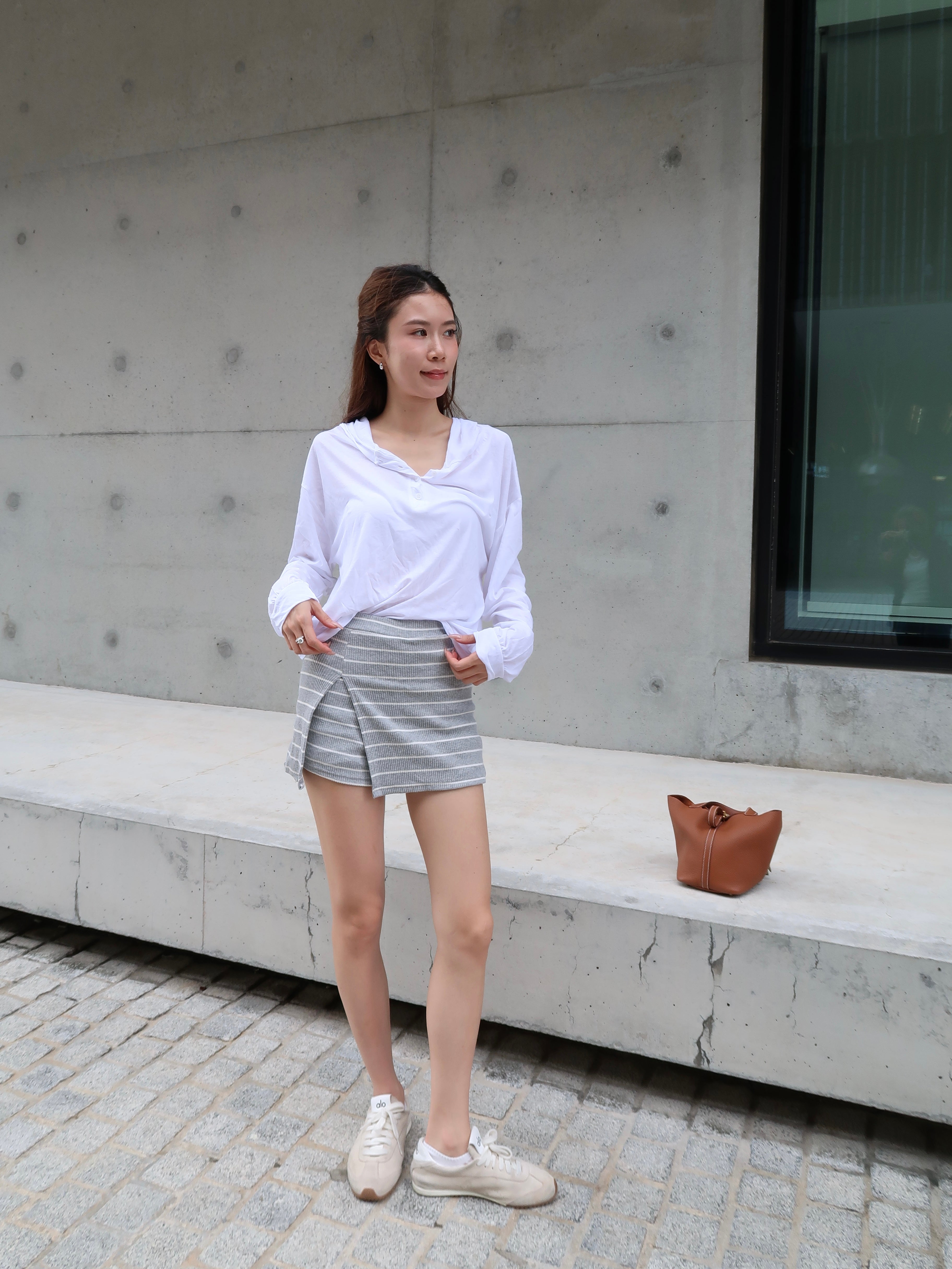 Long Sleeves & Striped Shorts Set