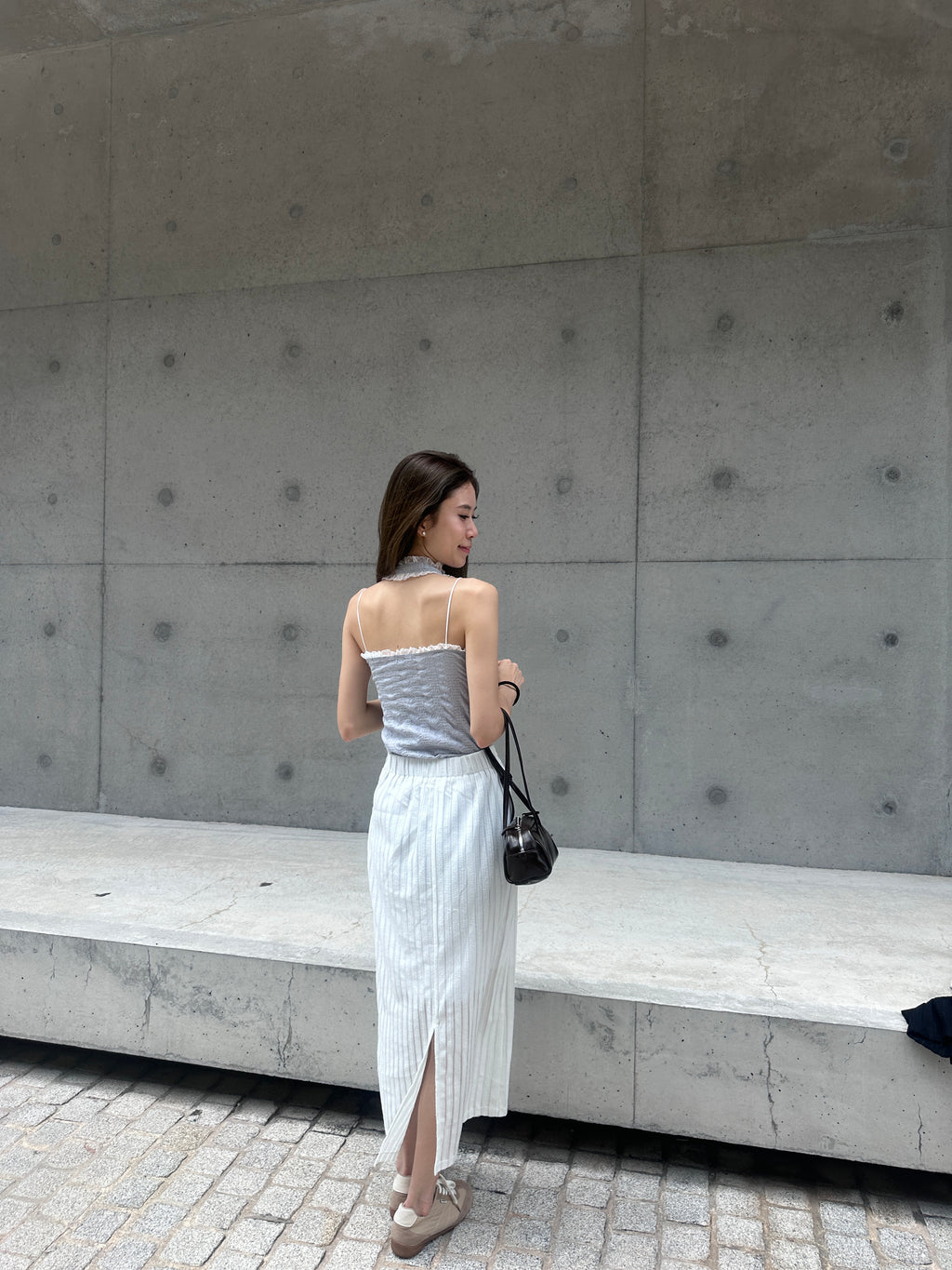Striped See Through Maxi Skirt