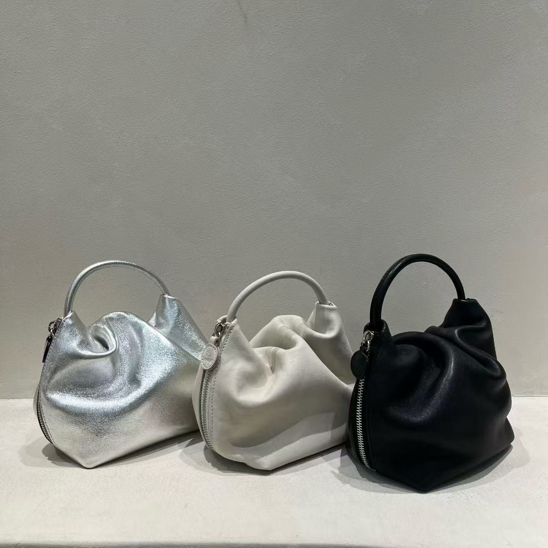 Rounded Real Leather Bag