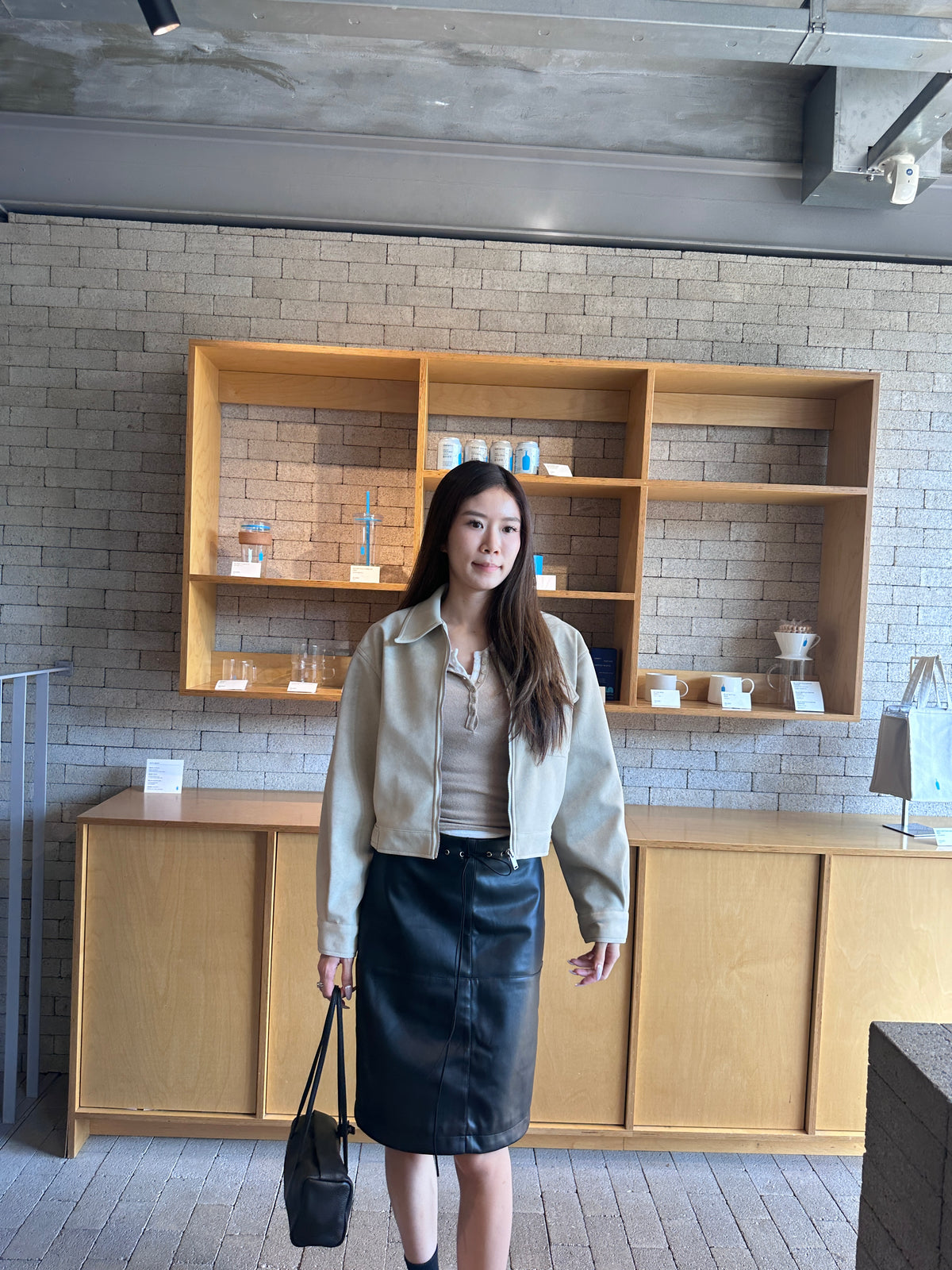 Leather Mid Length Skirt