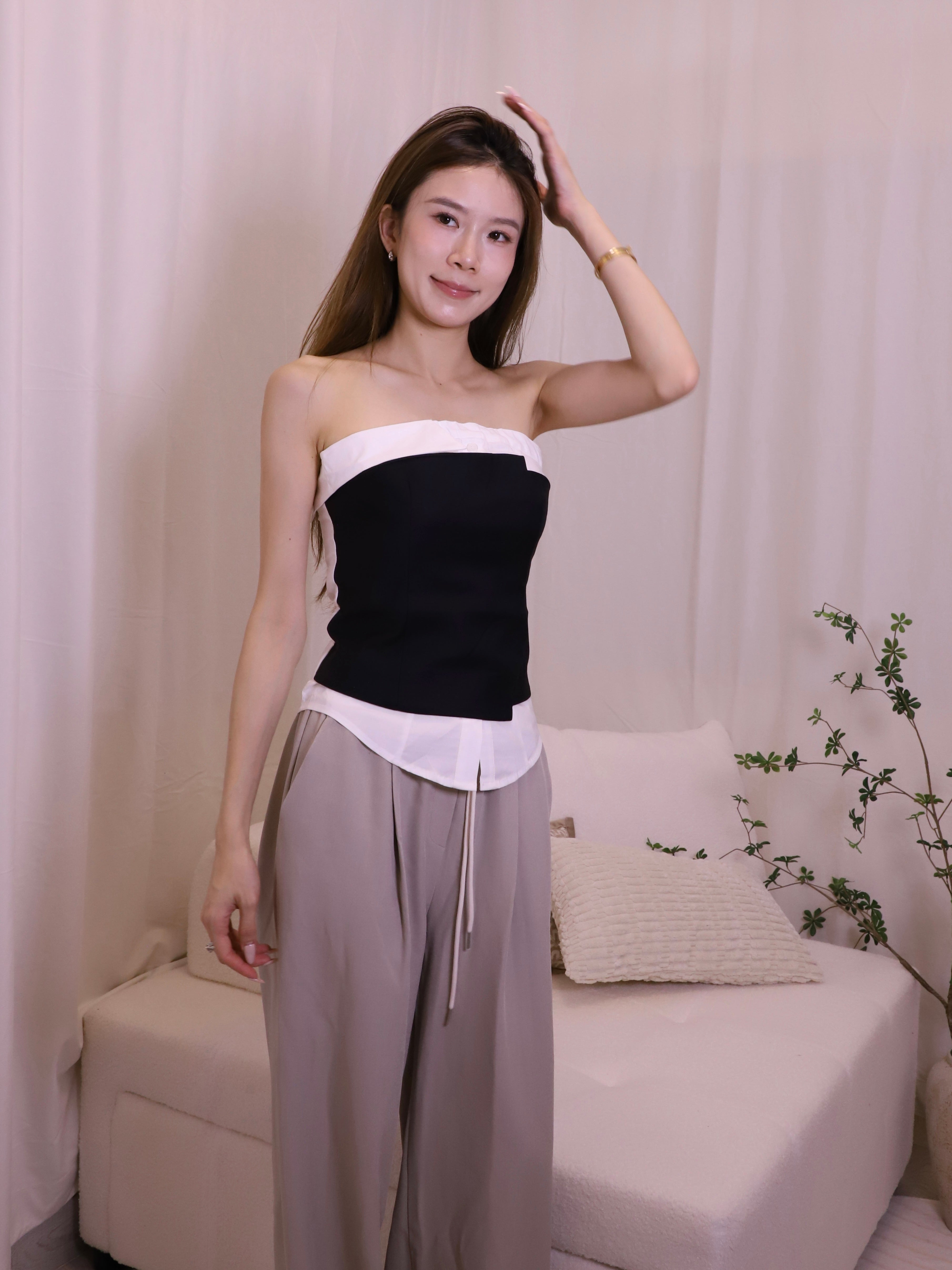 Shirt Mix Off Shoulder Top