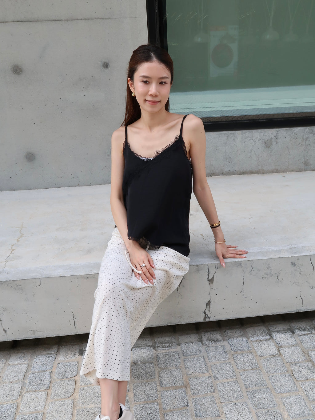 Lace Slide Cut Tank Top