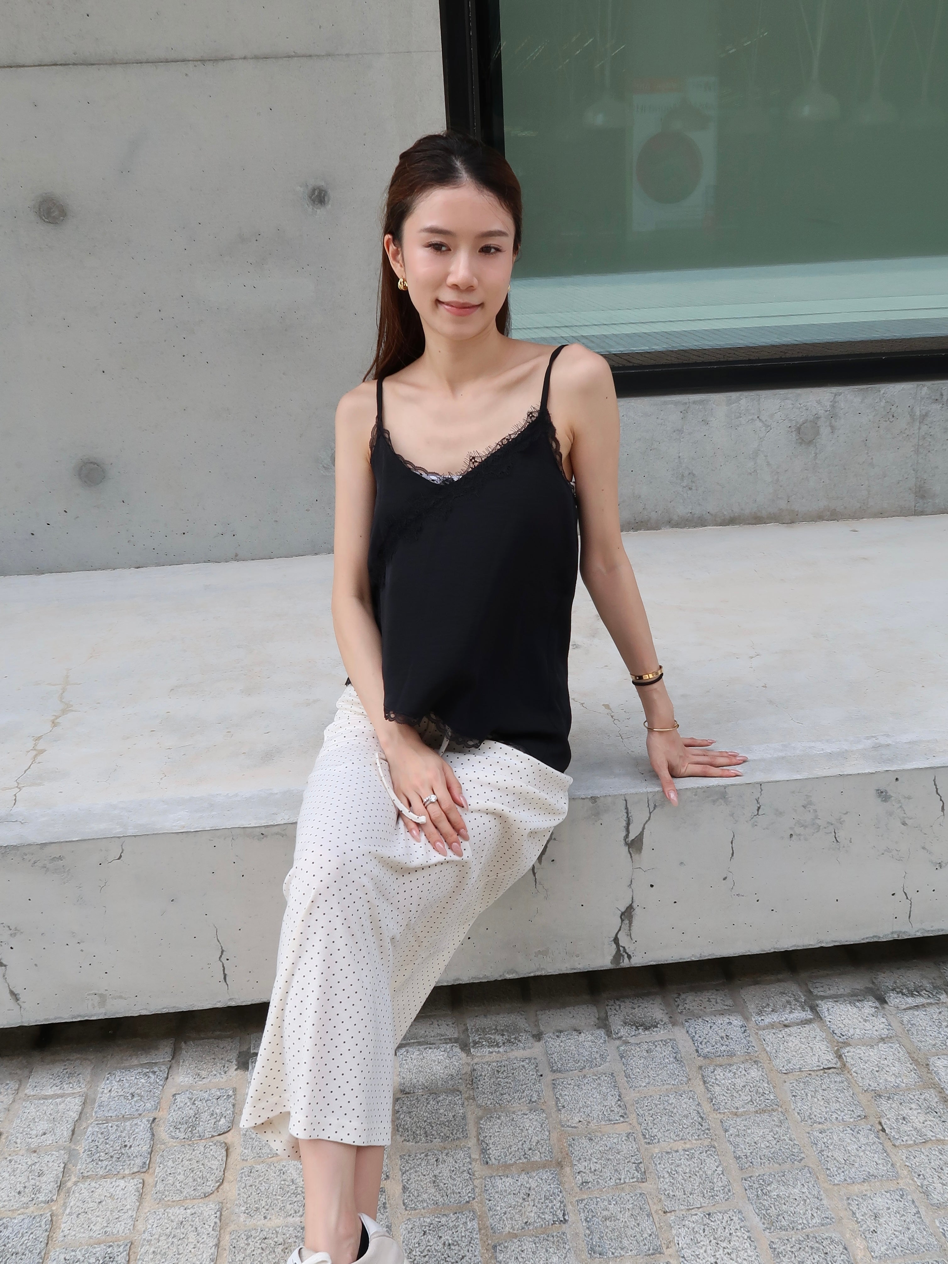 Lace Slide Cut Tank Top