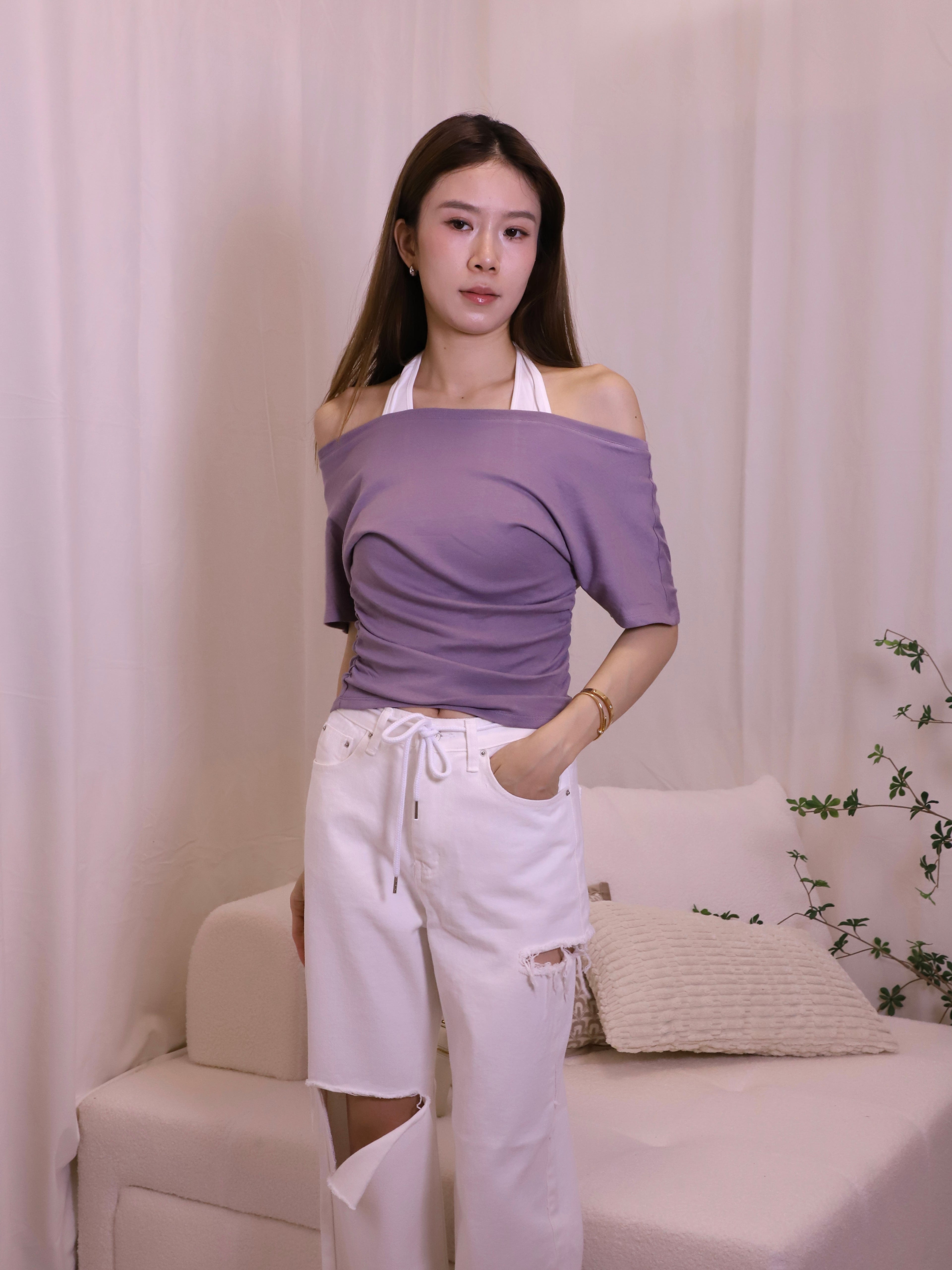 Cross Neck Doubled Base T Top