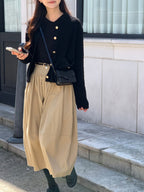 Wool Gold Button Cardigan