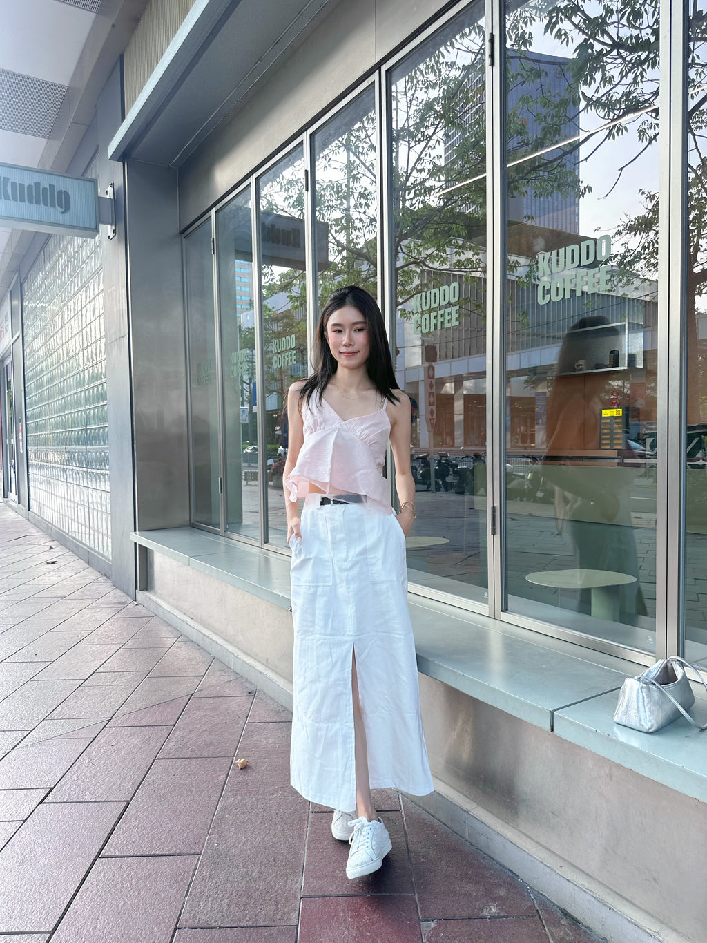 Linen Button In Maxi Skirt