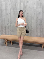 Linen Cross Shoulder Tank Top