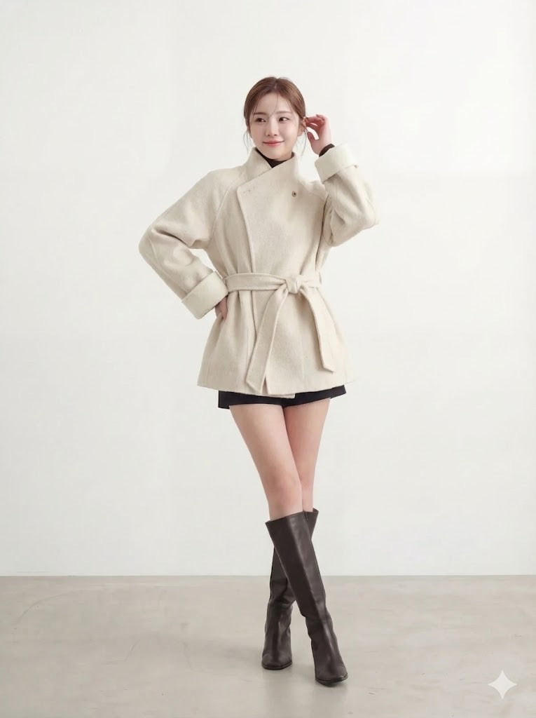 Doubled Wool Mid Length Jacket