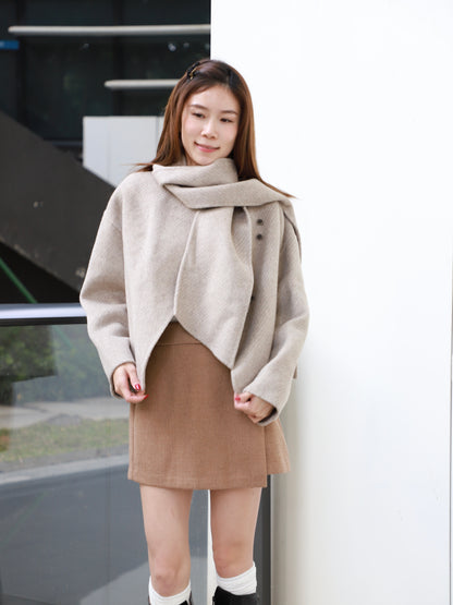 (Early's Bird) Doubled Wool Jacket with Scarf