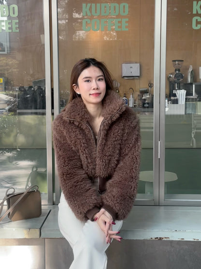 Fluffy Bear Cropped Jacket