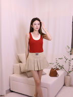 Buckle Up Pleated Mini Skirt
