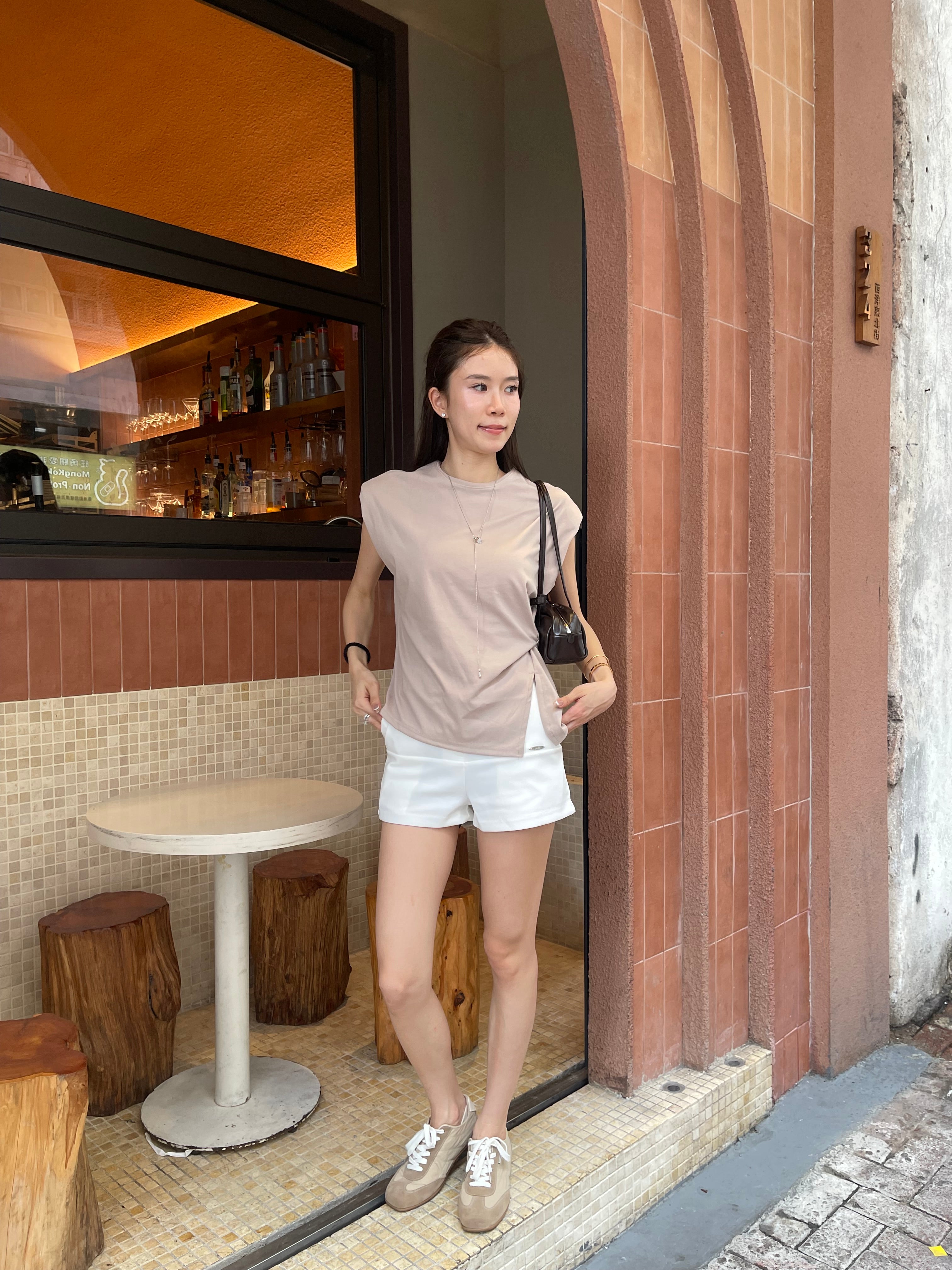 Shoulder Pads Tied Tank Top