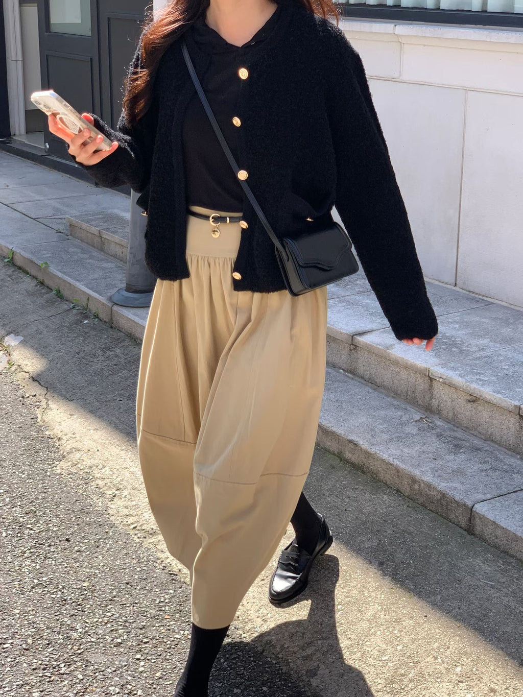 Wool Gold Button Cardigan
