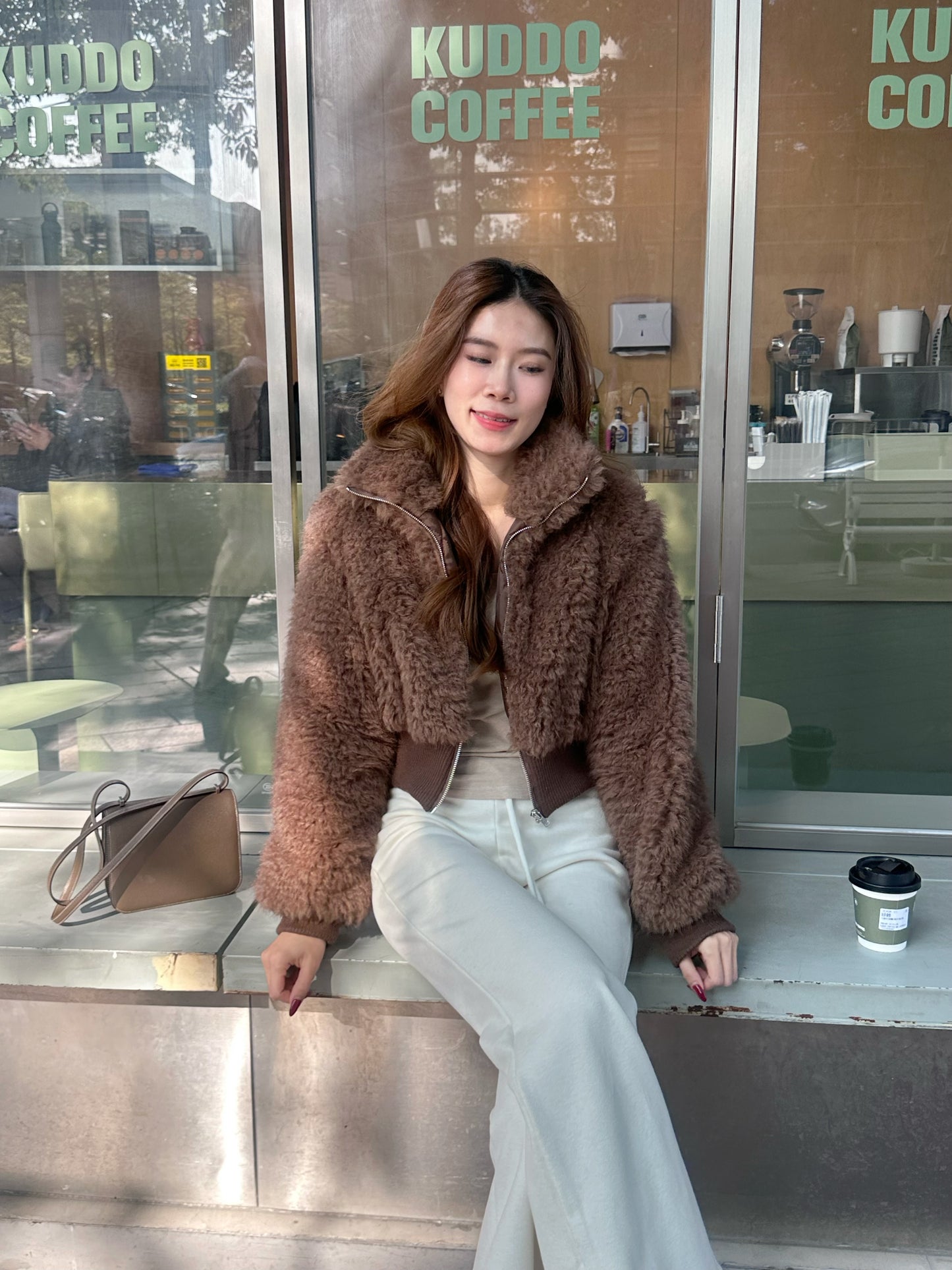 Fluffy Bear Cropped Jacket