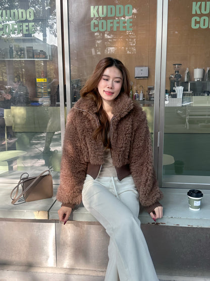 Fluffy Bear Cropped Jacket