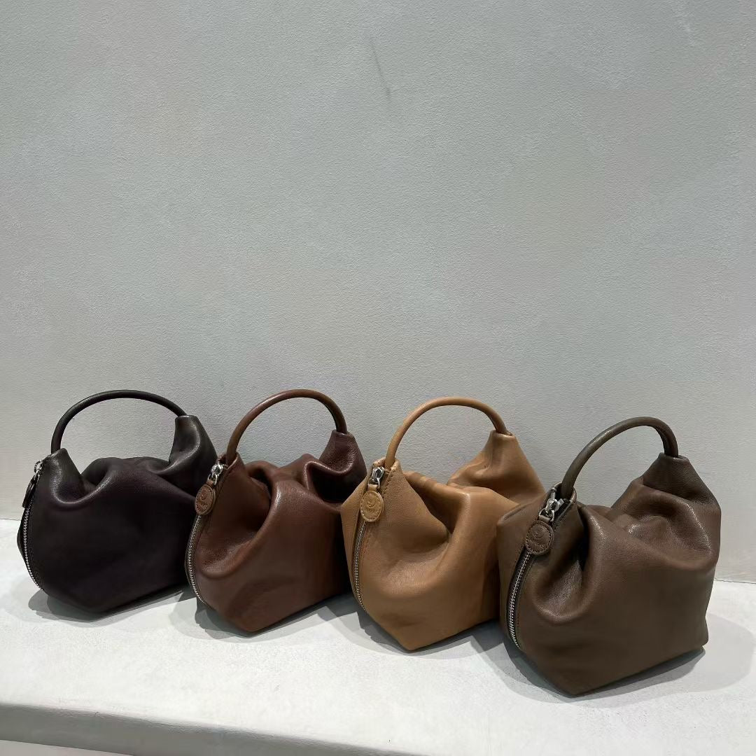 Rounded Real Leather Bag