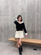 Shirt Knitted Mix Long Sleeves Top