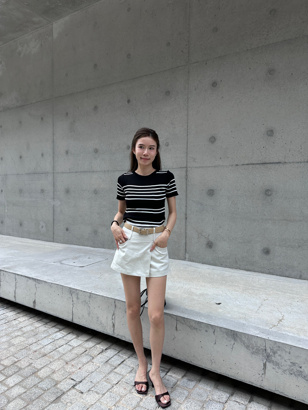 Knitted Striped T Top